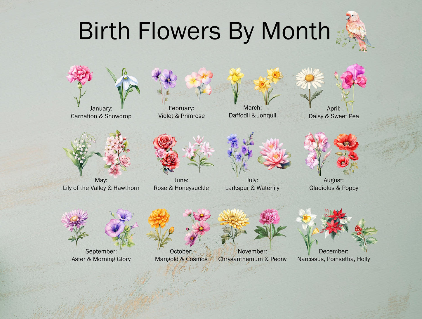 Birth Month Bookmark with Flower Aluminum Design Reading Present for Bookworm Custom Bookmark Handmade Accent Birth Month Special Present
