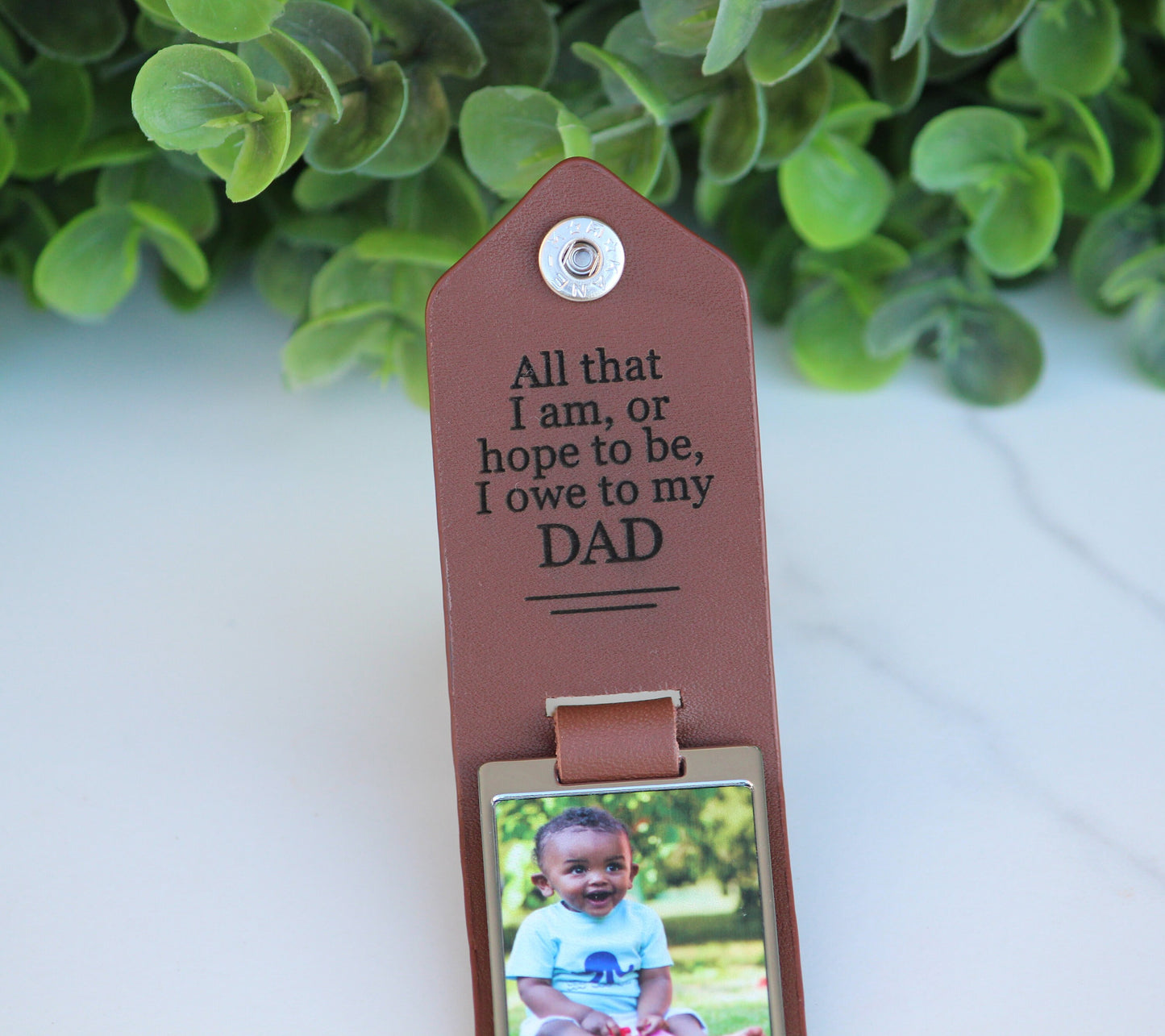 Personalized Leather, Double Sided Photo, Drive Safe, Hidden Personal Message, Birthday, Anniversary, Wedding, Dad, Grandpa Fathers Day Gift