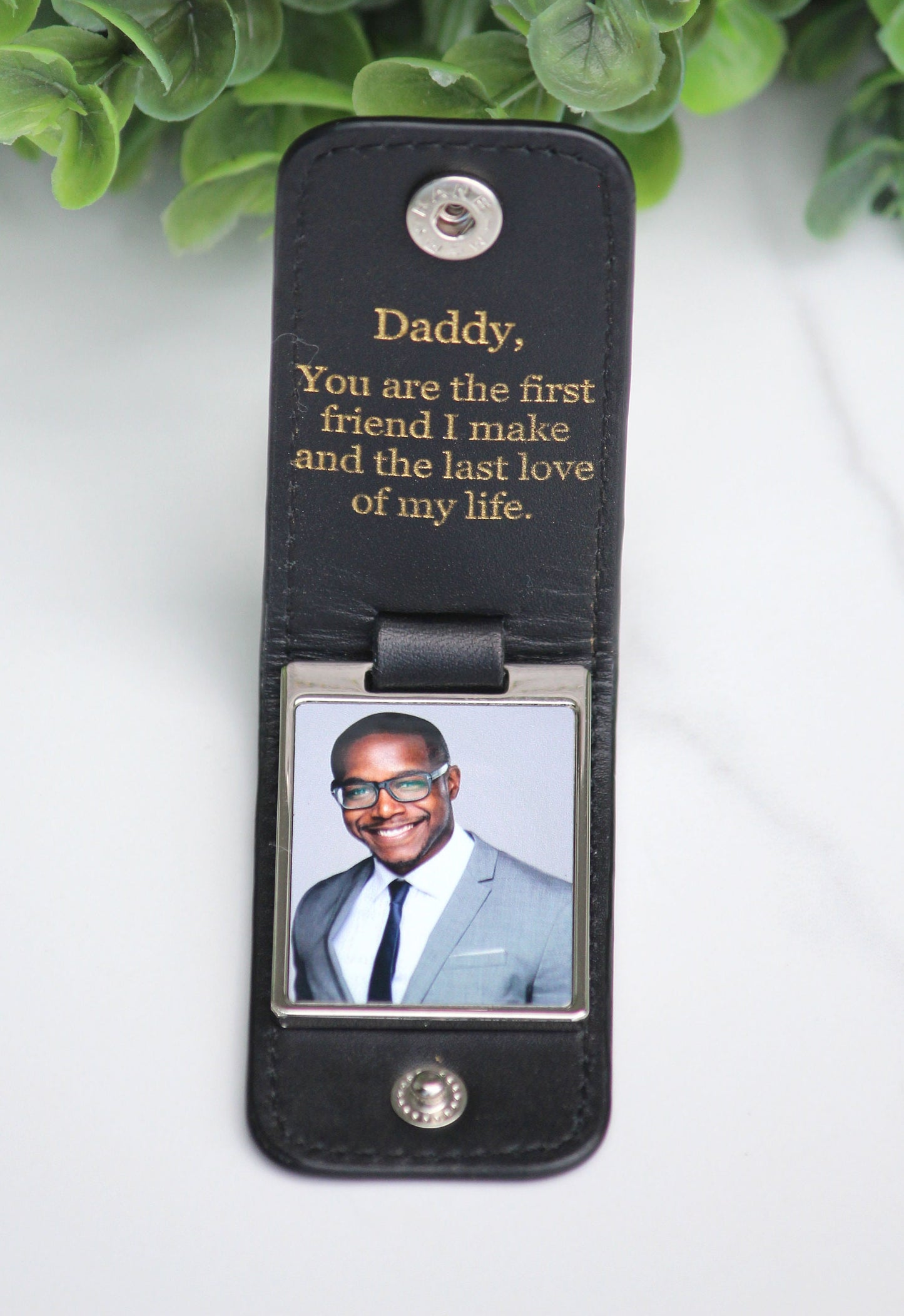 Personalized Leather Photo Keychain, Drive Safe, First Time Dad Mom Gift - Birthday, Anniversary, Memorial, Grandpa, Christmas Gift Gift
