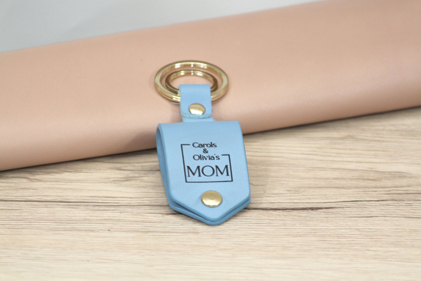 Personalized Leather Photo Keychain, Drive Safe - Birthday, Anniversary, Father's Day, Mother's Day, Christmas Gifts - Gold Hardware