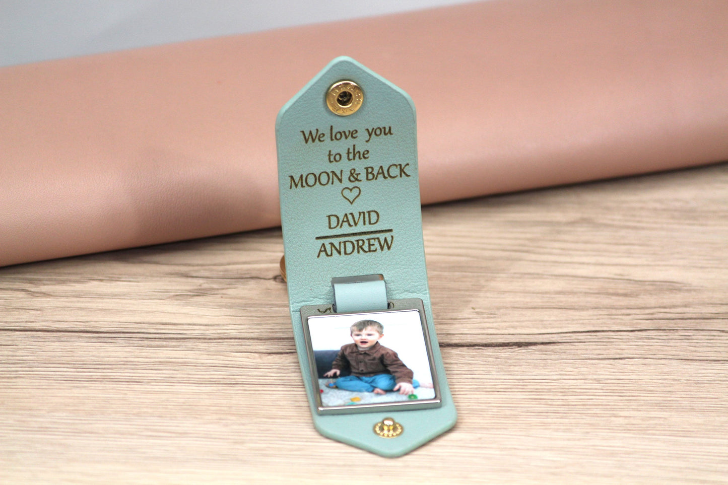 Personalized Leather Photo Keychain, Drive Safe, First Time Mom Dad, Grandpa Gifts - Birthday, Anniversary, Valentines Day Gifts