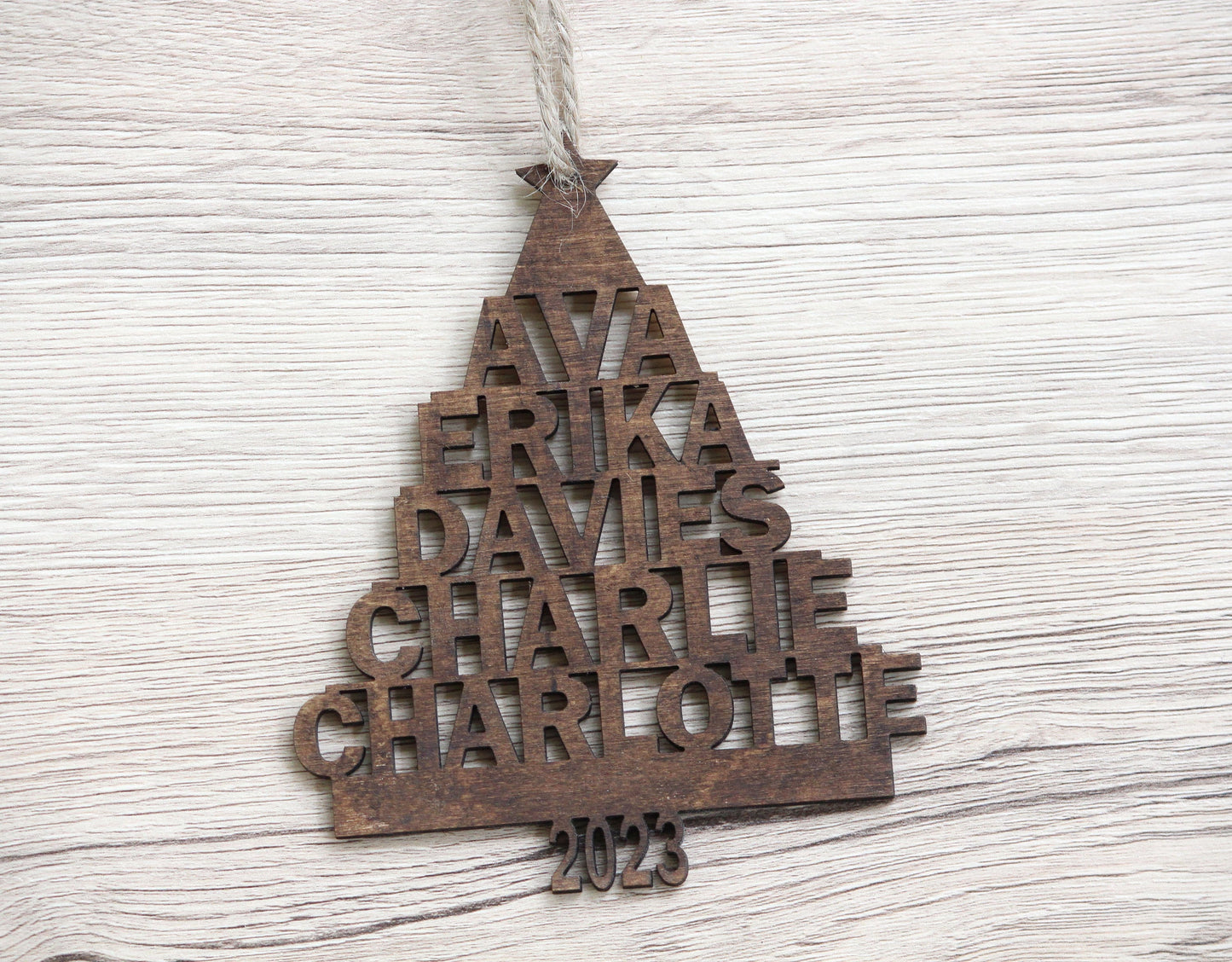 Personalized Family Ornament, Family Name Christmas Tree Ornament, Custom Wood Ornament