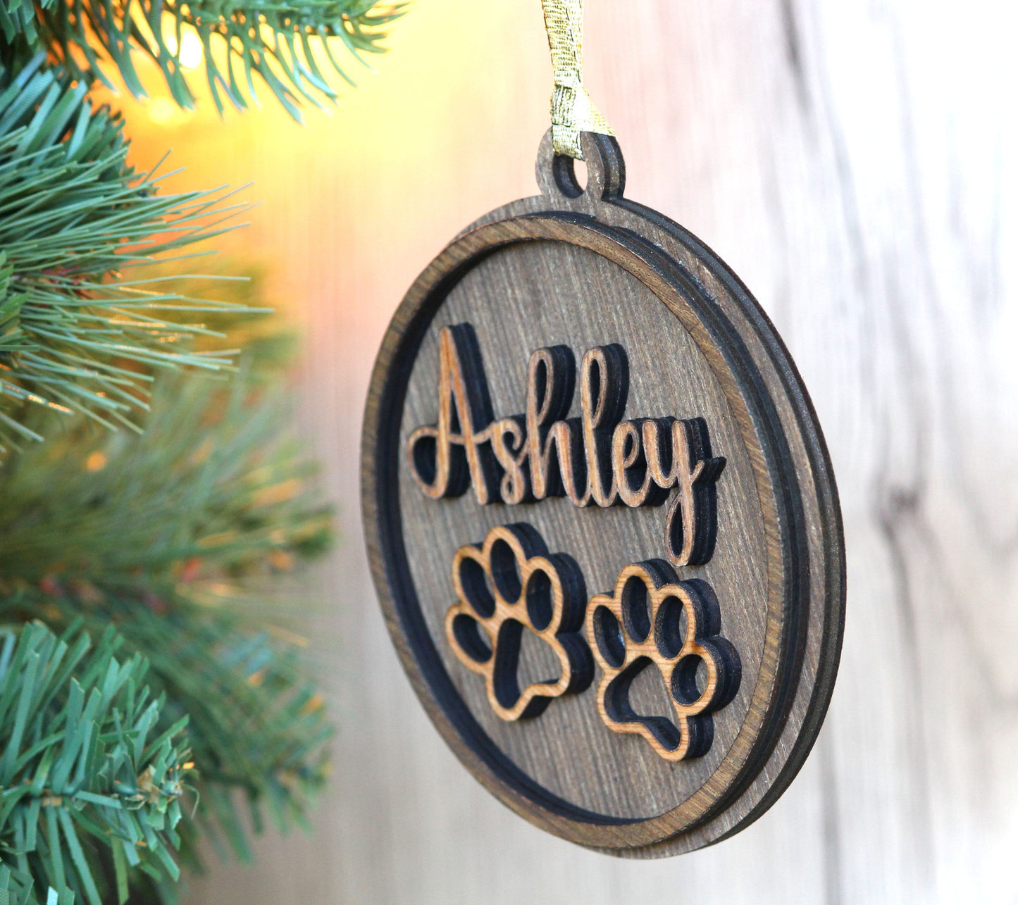 Personalized Wooden Ornament, Name Christmas Tree Ornament, Custom Wood Ornament