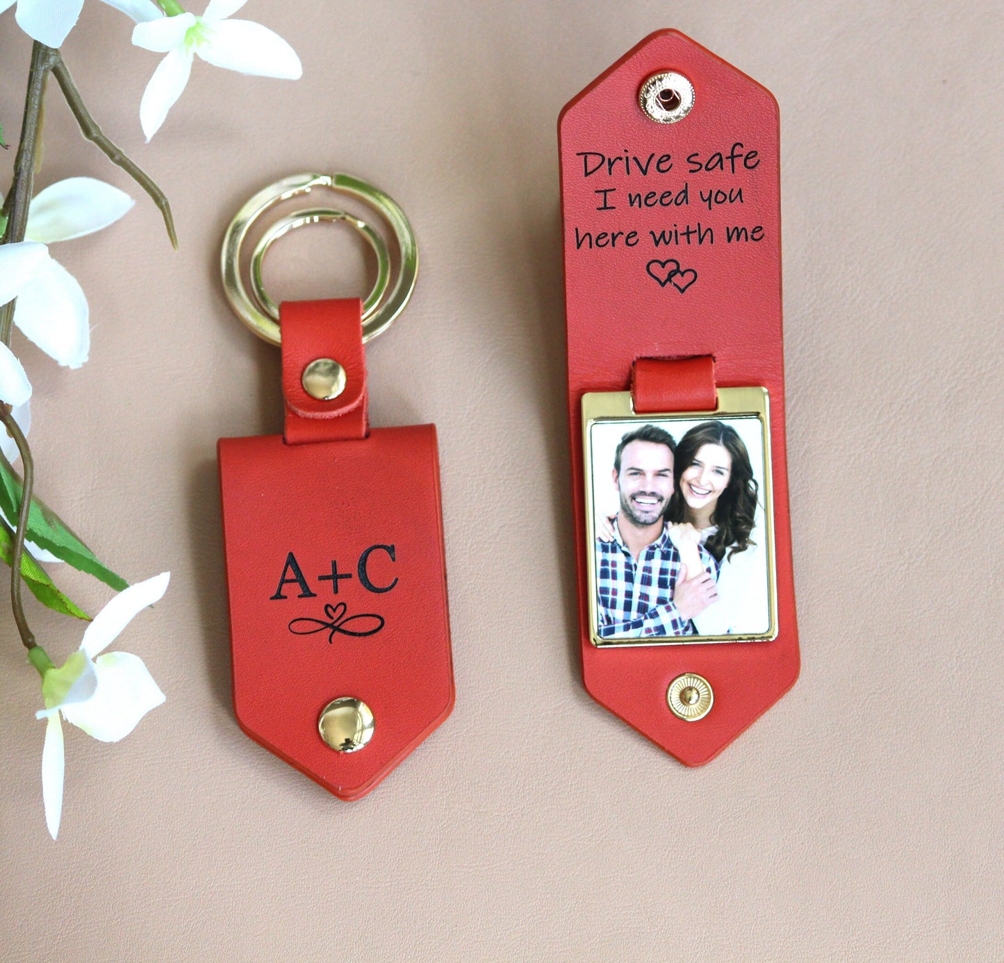 Personalized Accessories, Photo Keychain Husband Boyfriend Anniversary Calendar,1st Dating Date, Drive Safe Keychain, Christmas Gift for Men