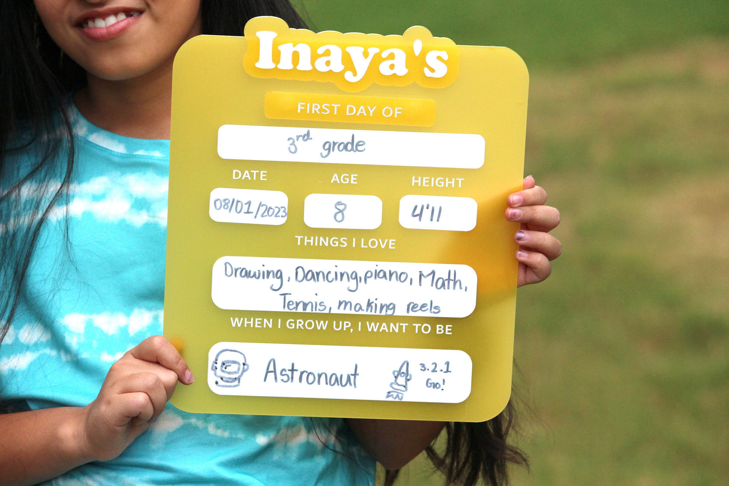 Personalized Reusable First Day Of School Sign, Last Day Of School Sign, Kids Back To School Photo Prop, Milestone Sign Board