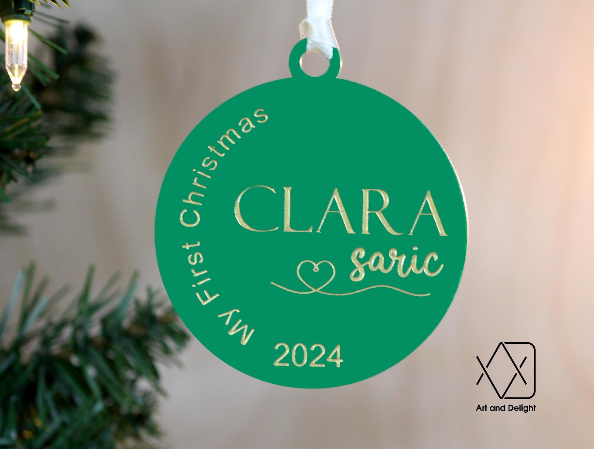Personalized Baby's First Christmas Acrylic Ornament| Custom Name Ornament for Baby's First Christmas Gift for Parents | Newborn Baby Gift