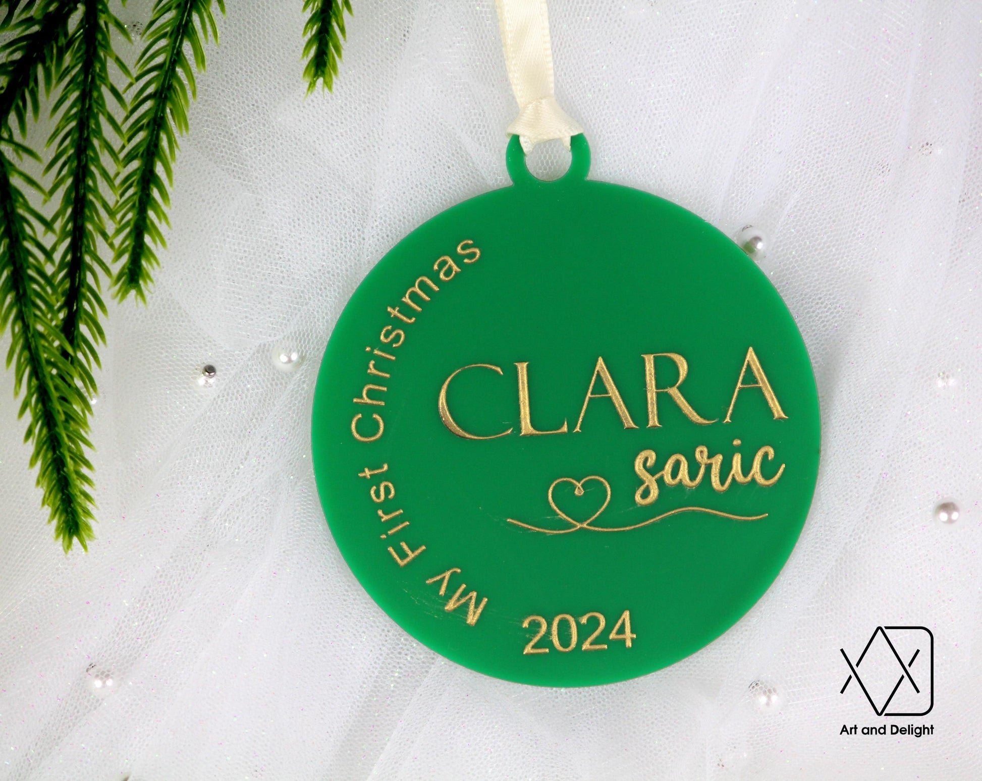 Personalized Baby's First Christmas Acrylic Ornament| Custom Name Ornament for Baby's First Christmas Gift for Parents | Newborn Baby Gift