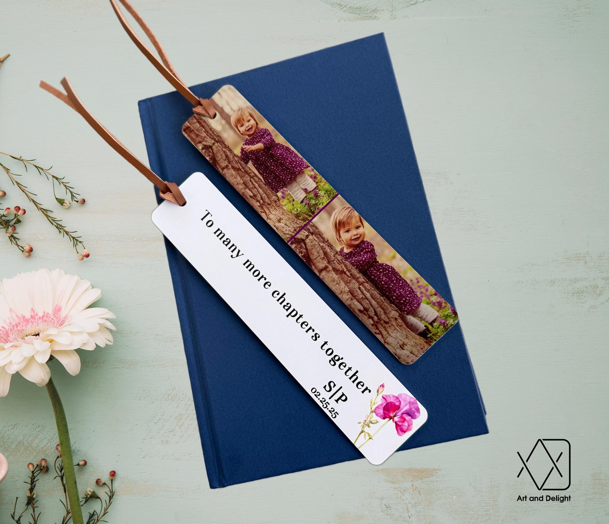 Aesthetic Custom Metal Photo Bookmark | Bookmark With Multiple Photos With Leather Tassel | Wedding, Birthday, Mother’s Father’s Day Gift