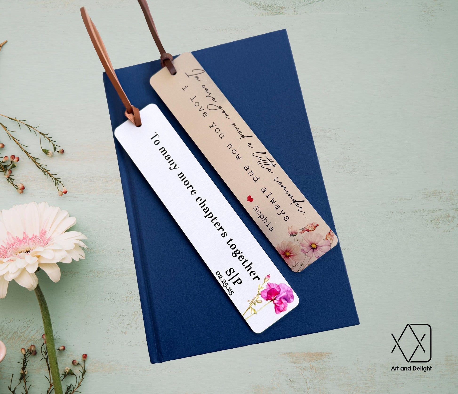 Aesthetic Custom Metal Photo Bookmark | Bookmark With Multiple Photos With Leather Tassel | Wedding, Birthday, Mother’s Father’s Day Gift