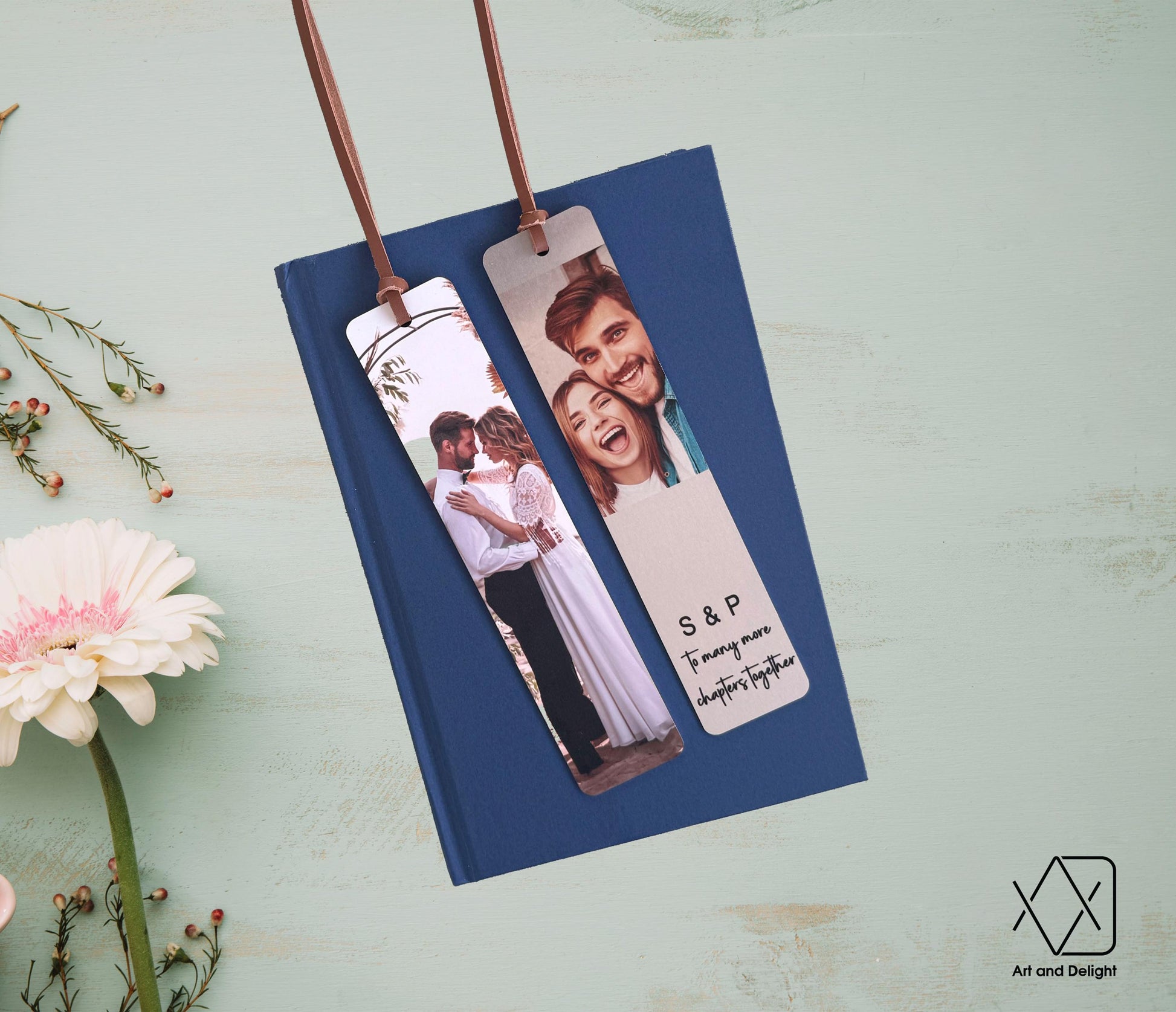 Aesthetic Custom Metal Photo Bookmark | Bookmark With Multiple Photos With Leather Tassel | Wedding, Birthday, Mother’s Father’s Day Gift