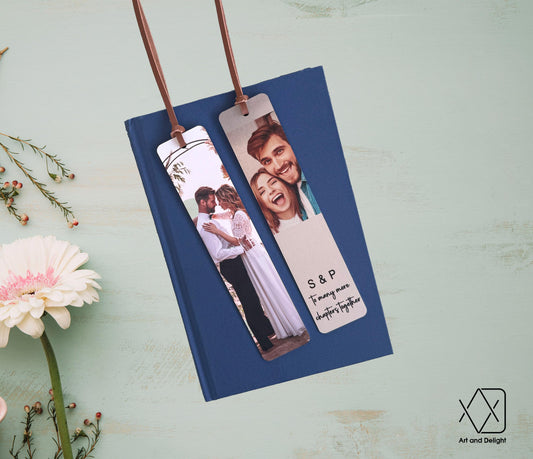 Custom Metal Photo Bookmark | Bookmark With Multiple Photos With Leather Tassel | Wedding, Birthday, Mother’s and Father’s Day Gift Idea