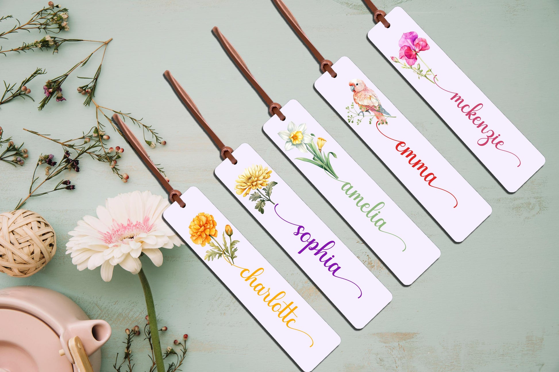 Birth Month Bookmark with Flower Aluminum Design Reading Present for Bookworm Custom Bookmark Handmade Accent Birth Month Special Present