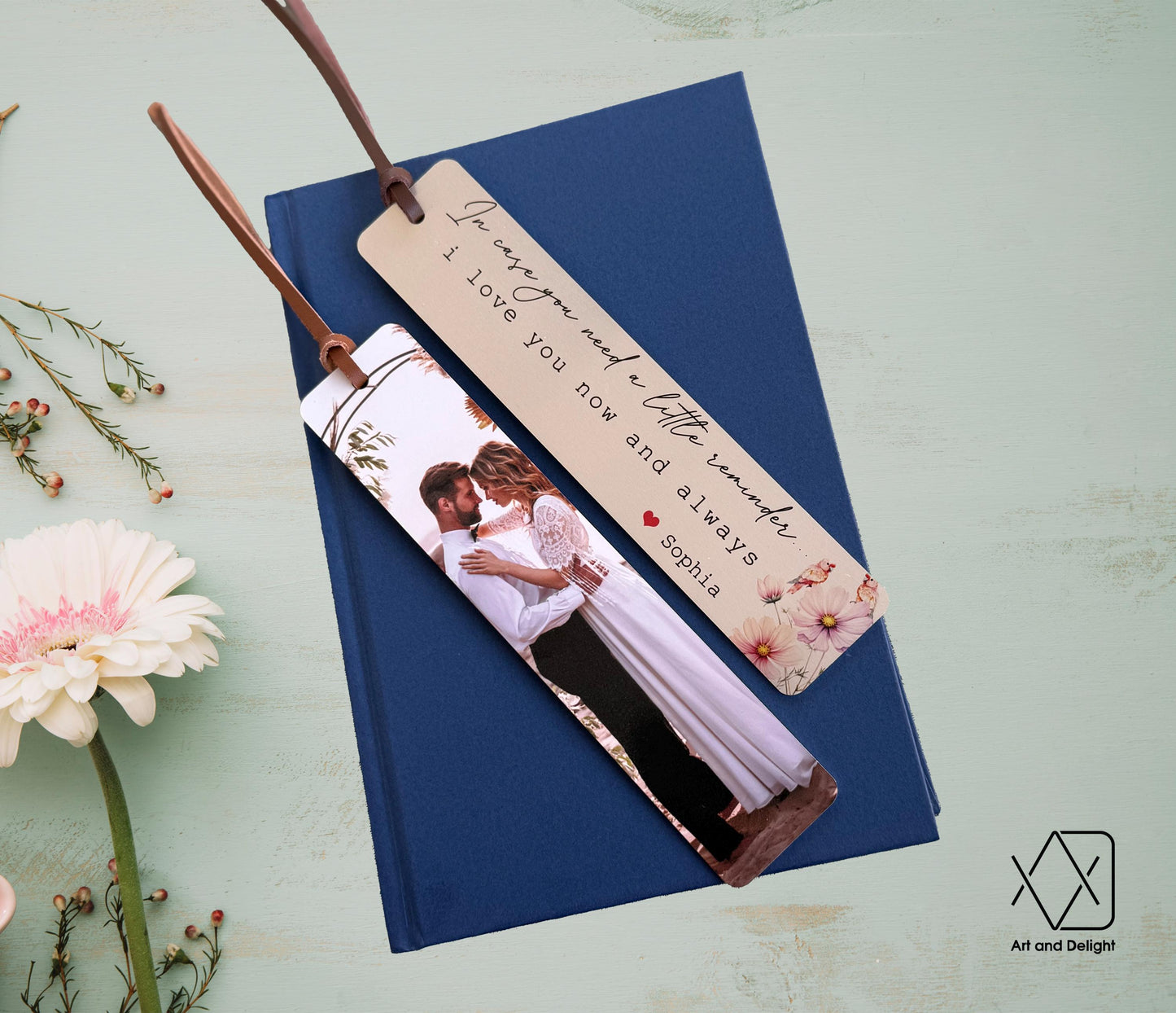 Aesthetic Custom Metal Photo Bookmark | Bookmark With Multiple Photos With Leather Tassel | Wedding, Birthday, Mother’s Father’s Day Gift