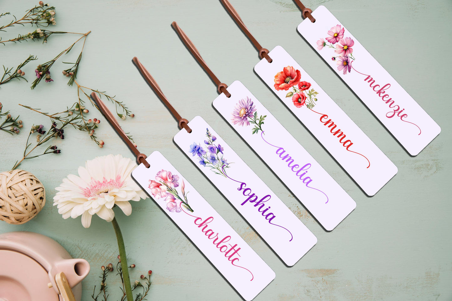 Birth Month Bookmark with Flower Aluminum Design Reading Present for Bookworm Custom Bookmark Handmade Accent Birth Month Special Present