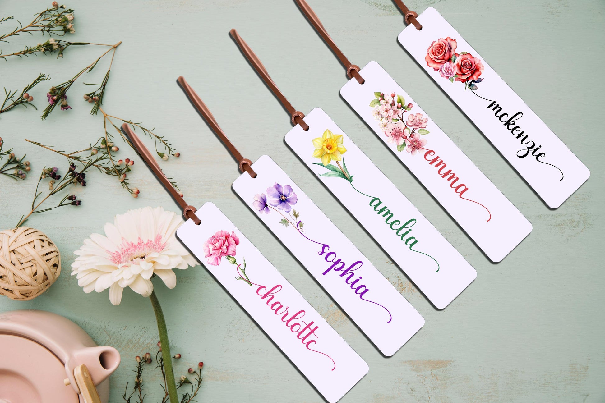 Birth Month Bookmark with Flower Aluminum Design Reading Present for Bookworm Custom Bookmark Handmade Accent Birth Month Special Present