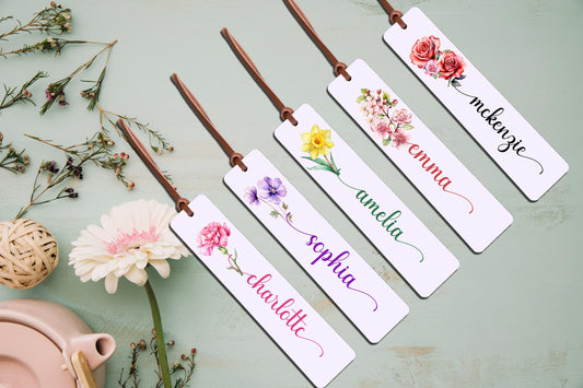 Birth Month Bookmark with Flower Aluminum Design Reading Present for Bookworm Custom Bookmark Handmade Accent Birth Month Special Present