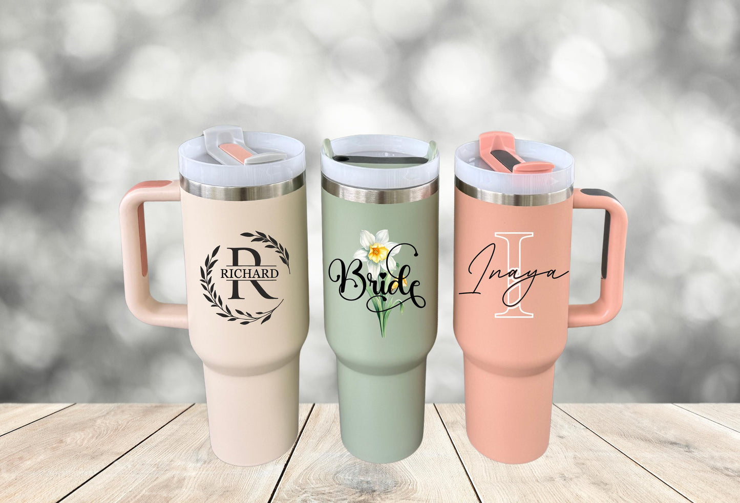 Personalized 40oz Tumbler with Handle: Custom Logo Travel Mug with straw