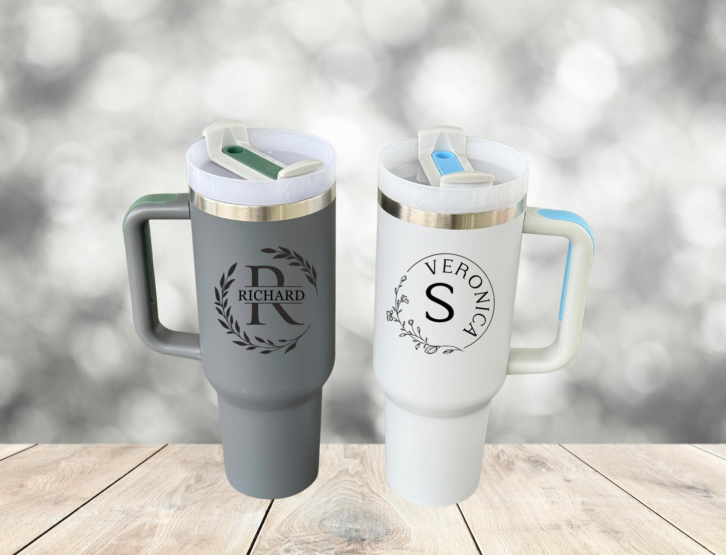 Personalized 40oz Tumbler with Handle: Custom Logo Travel Mug with straw