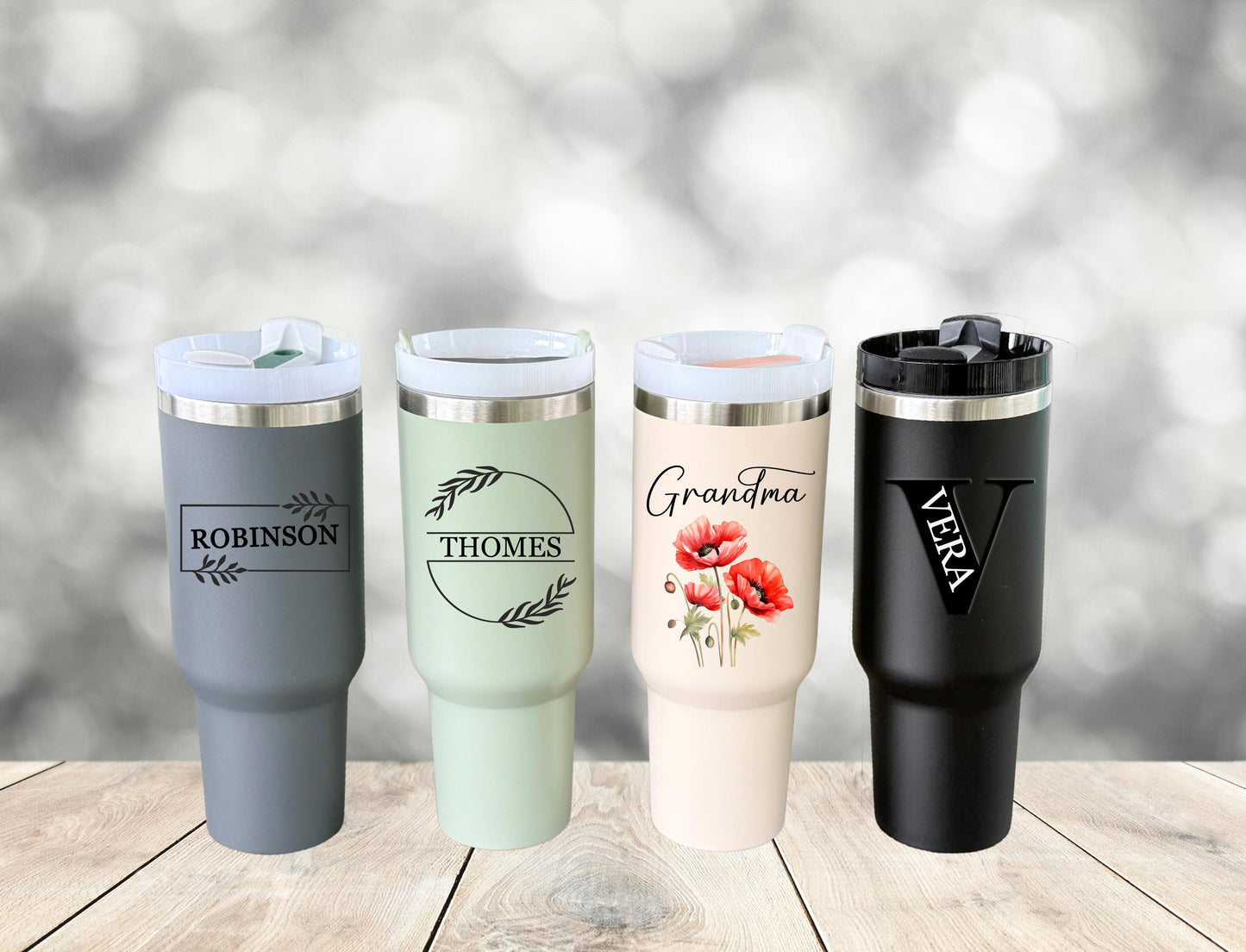 Personalized 40oz Tumbler with Handle: Custom Logo Travel Mug, Gift for Employees