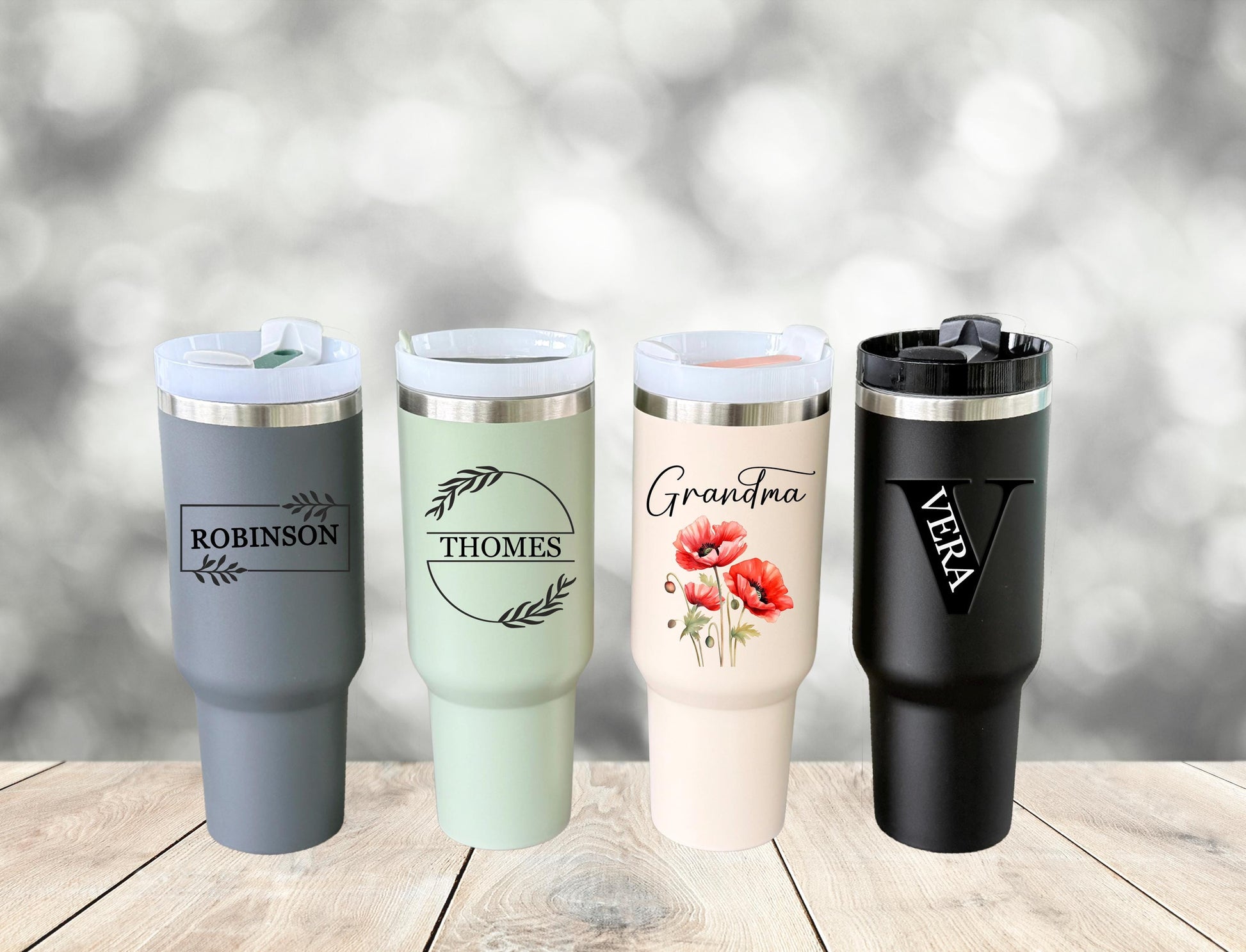 Personalized 40oz Tumbler with Handle: Custom Logo Travel Mug with straw