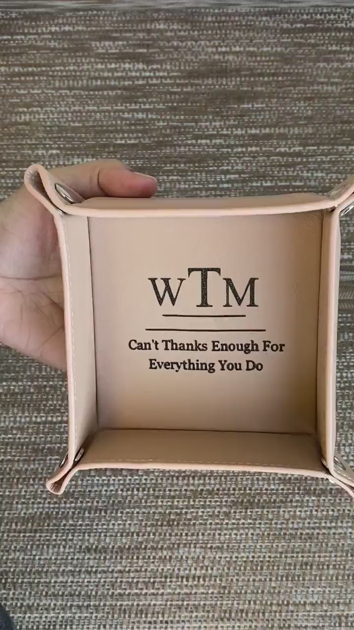 Personalized Leather Tray, Valet Tray, Customized Gift, Office Gift, Husband, Wife, Boyfriend, Girlfriend - Birthday - Anniversary Gift