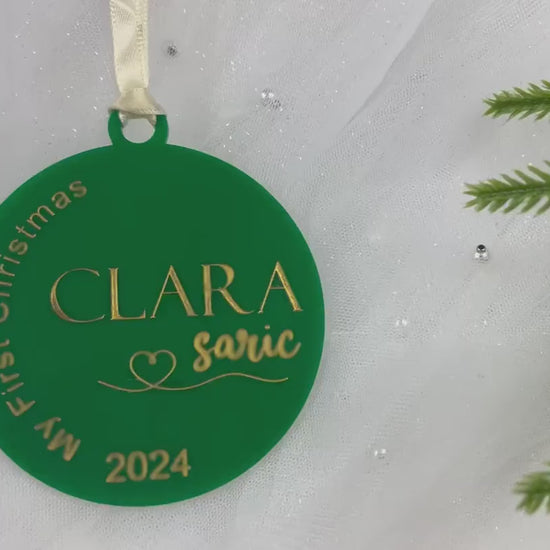 Personalized Baby's First Christmas Acrylic Ornament|  Custom Name Ornament for Baby's First Christmas Gift for Parents | Newborn Baby Gift