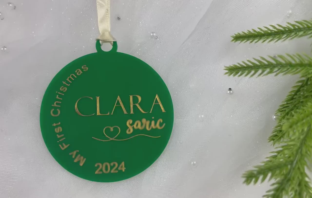 Personalized Baby's First Christmas Acrylic Ornament|  Custom Name Ornament for Baby's First Christmas Gift for Parents | Newborn Baby Gift
