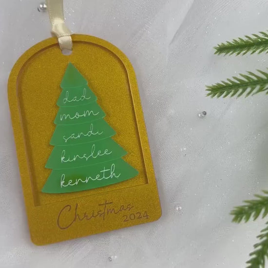 Personalized Family Tree Ornament | Custom Grandparent Ornament | Family Name 2024 Grandchildren Grandkids Ornament | Christmas Tree Shaped