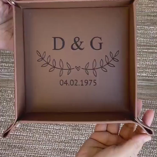 Personalized Leather Tray, Valet Tray, Customized Gift, Office Gift, Boyfriend Girlfriend Gift - Birthday - Anniversary - Wedding Gift