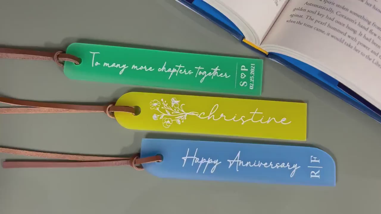 Personalized Acrylic Bookmark, Book Lover, Christmas Gift for Readers, 3 Year Leather Anniversary, Favorite Quote, Bible Scripture
