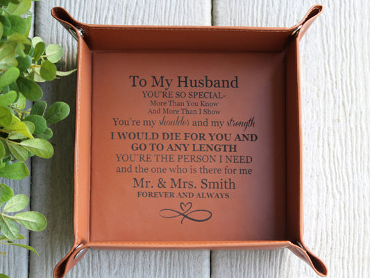 Personalized Leather Valet Tray, Coin Tray, Office Gift, 3rd Anniversary Gift, Leather Anniversary, Fathers Day, Valentines Day Gift
