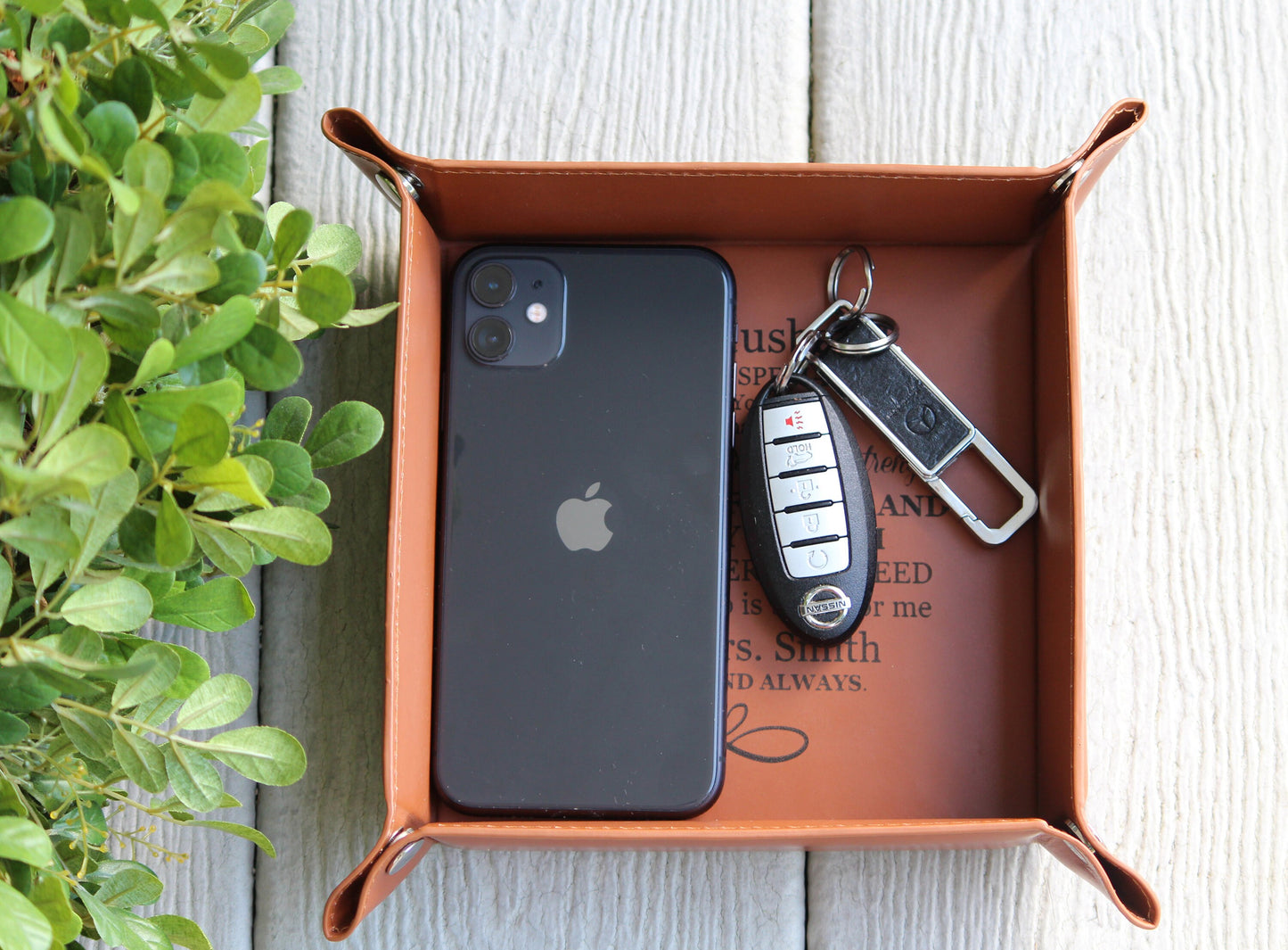 Personalized Leather Valet Tray, Coin Tray, Office Gift, 3rd Anniversary Gift, Leather Anniversary, Fathers Day, Valentines Day Gift