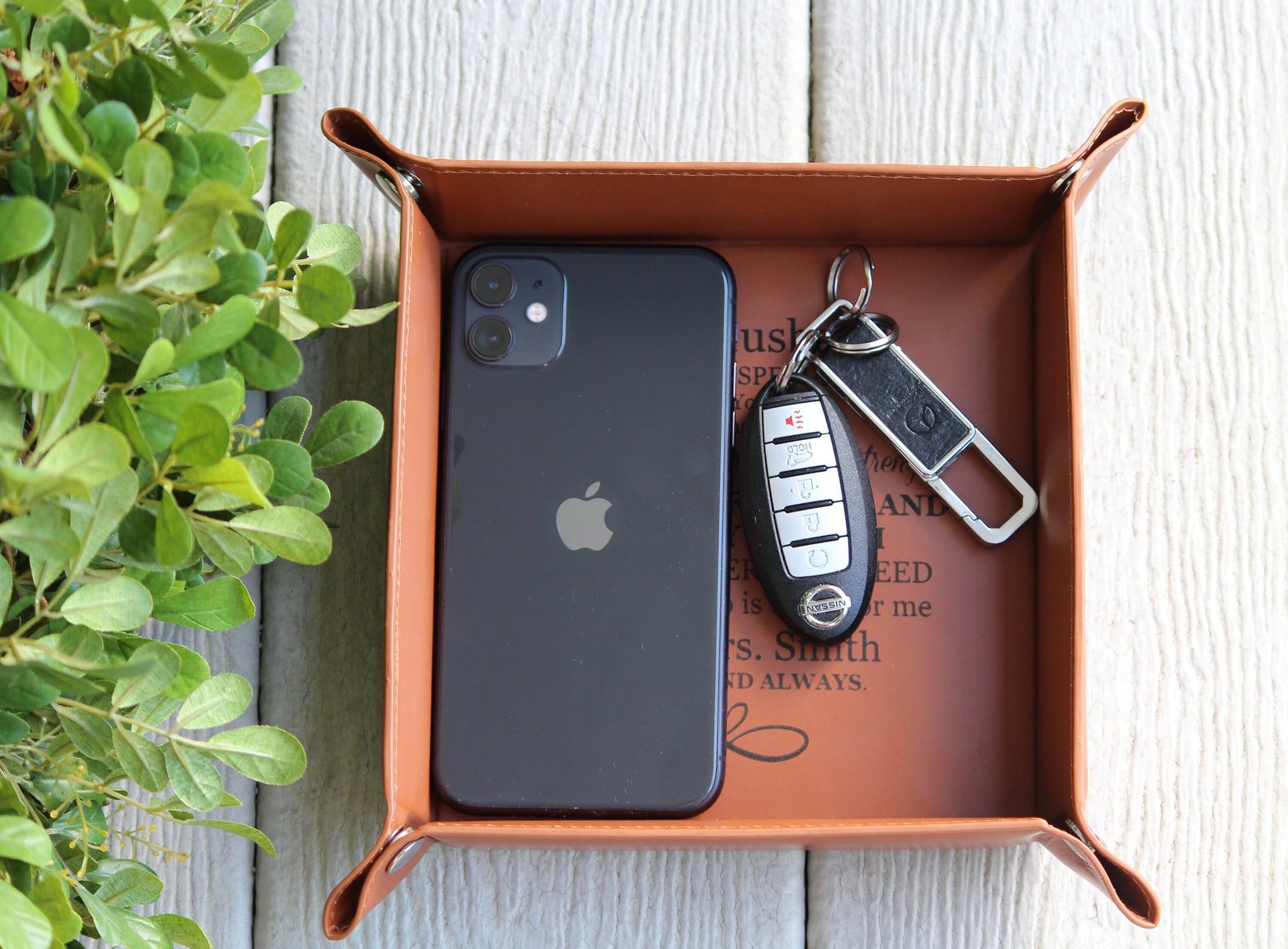 Personalized Leather Valet Tray, Coin Tray, Office Gift, 3rd Anniversary Gift, Leather Anniversary, Fathers Day, Valentines Day Gift