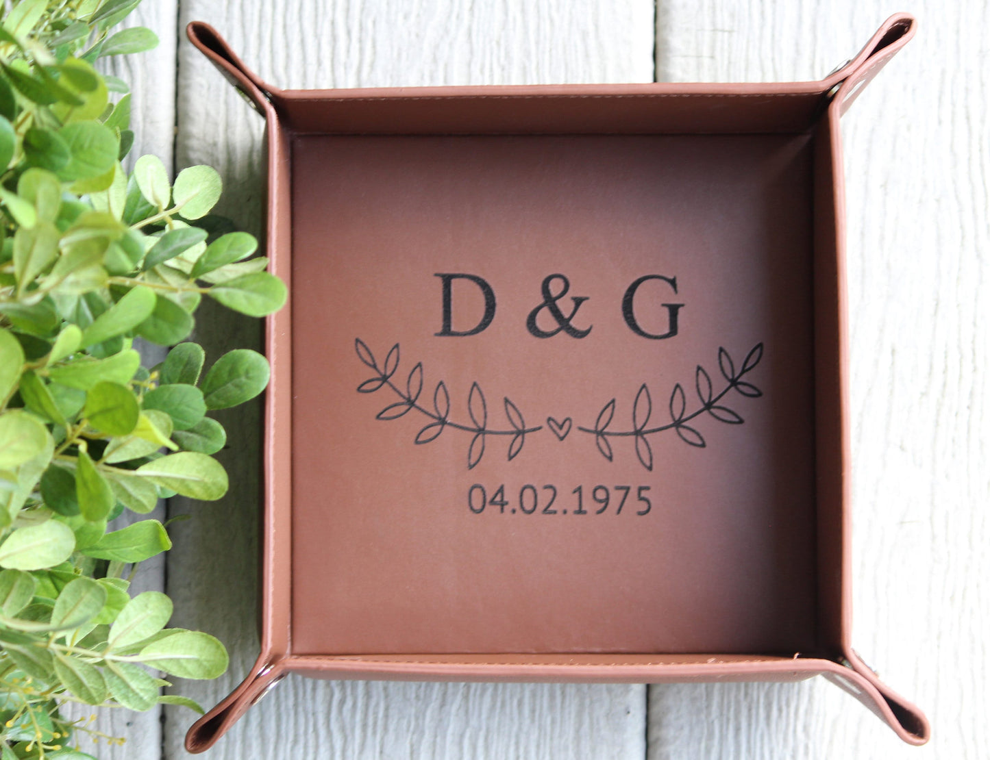 Personalized Leather Tray, Valet Tray, Customized Gift, Office Gift, Husband, Wife, Boyfriend, Girlfriend - Birthday - Anniversary Gift