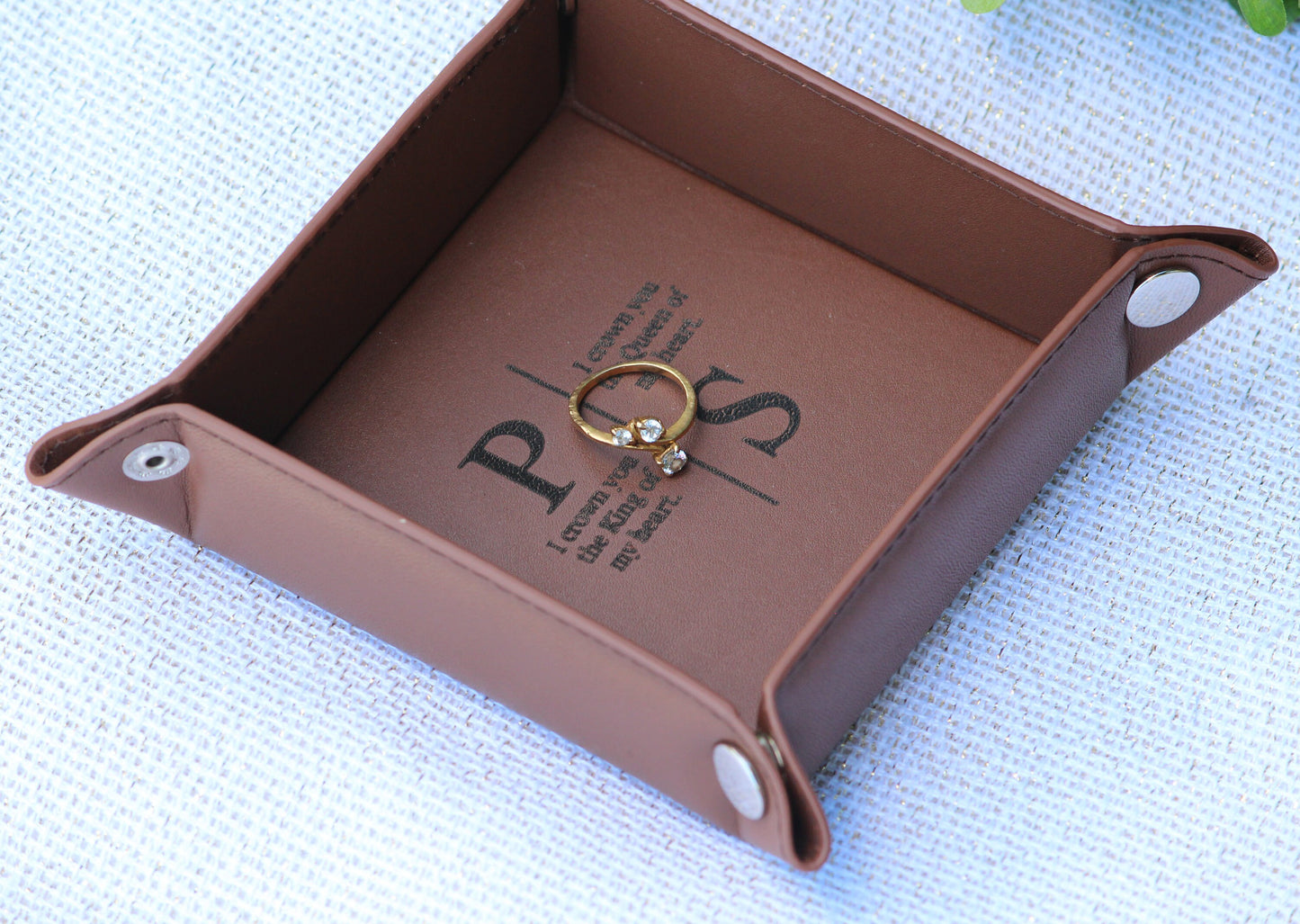 Personalized Leather Tray, Valet Tray, Customized Gift, Office Gift, Boyfriend Girlfriend Gift - Birthday - Anniversary - Wedding Gift