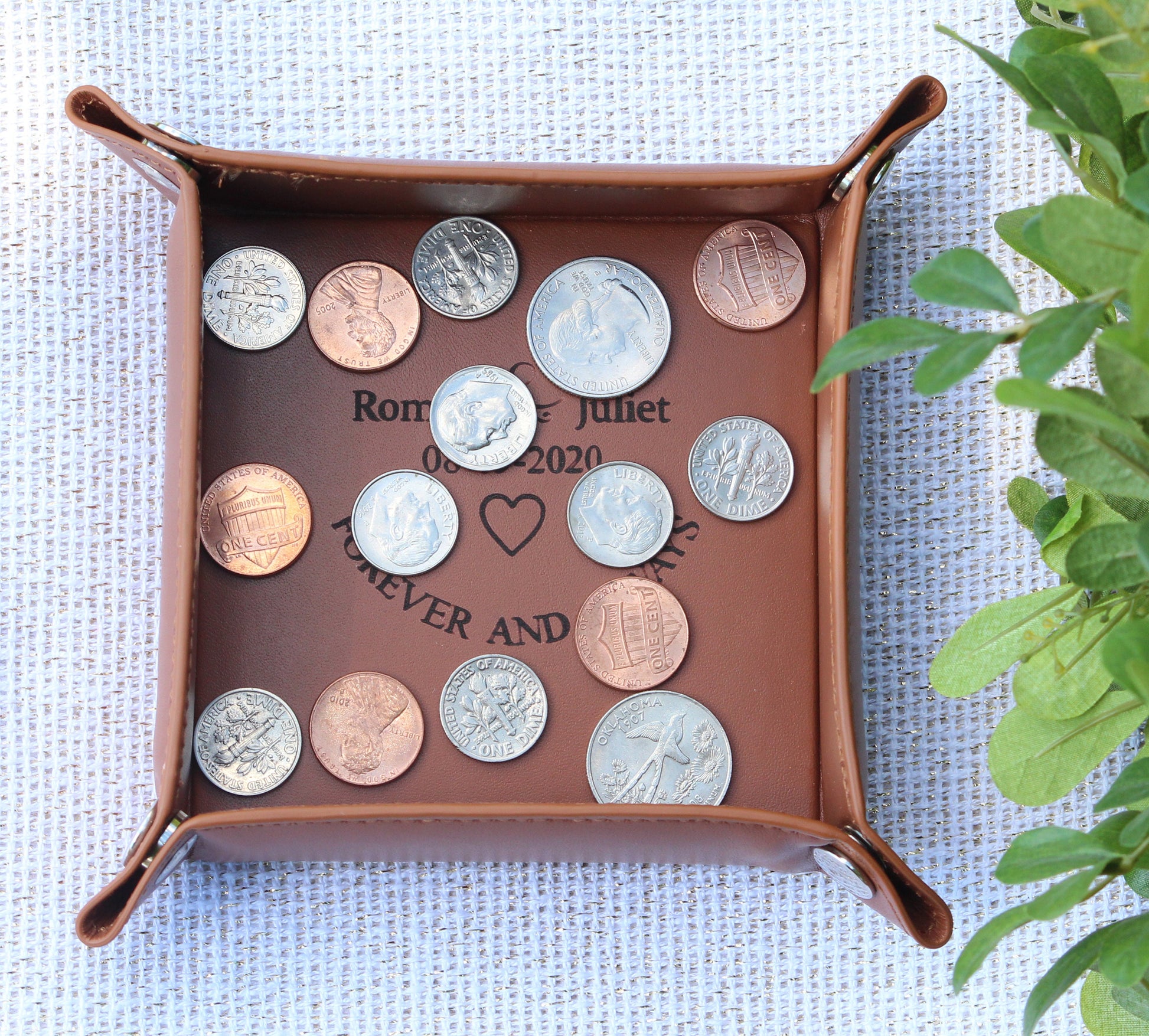 Personalized Leather Tray, Valet Tray, Customized Gift, Office Gift, Boyfriend, Girlfriend, Husband, Wife - Birthday - Anniversary Gift