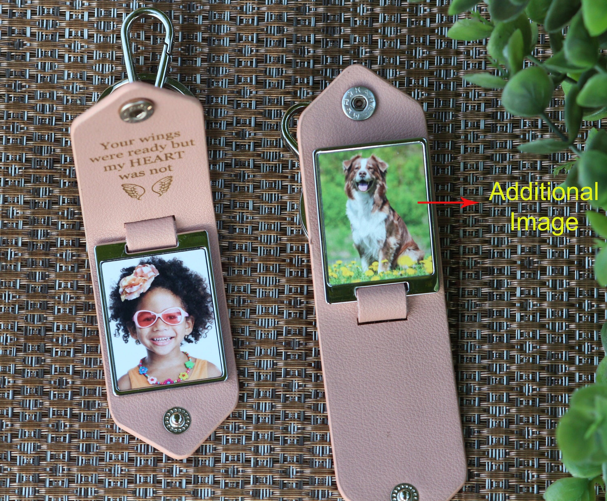 Personalized Photo Keychain, Double Sided Photo, Drive Safe Leather Keychain - Birthday, Anniversary, Wedding, Memorial, Handwritten Gift