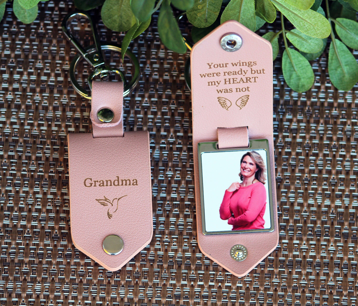 Personalized Photo Keychain, Double Sided Photo, Drive Safe Leather Keychain - Birthday, Anniversary, Wedding, Memorial, Handwritten Gift