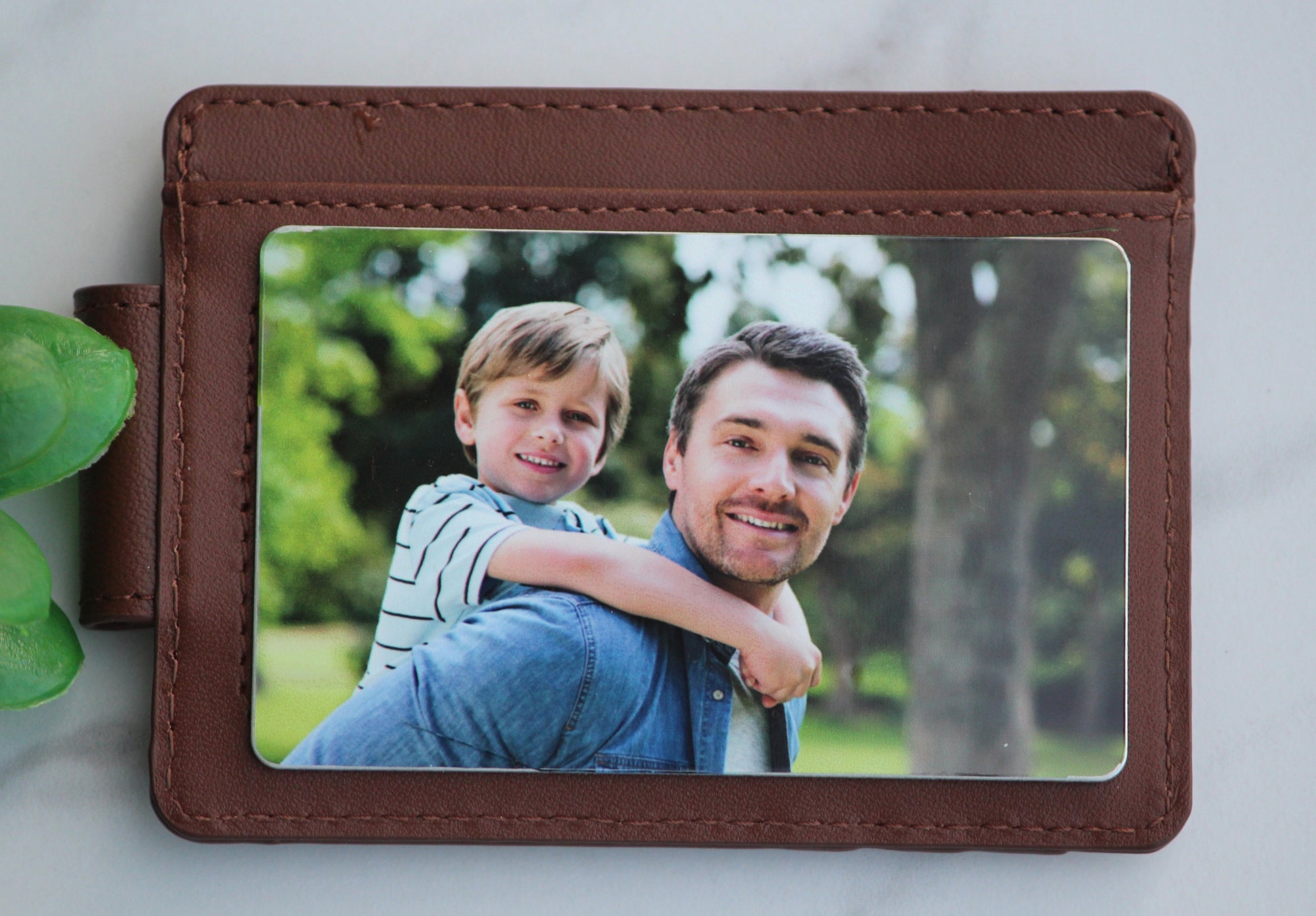 Christmas Gift, Personalized Leather Magnetic Money Clip, Free Wallet Photo Card - Birthday, Anniversary Gift