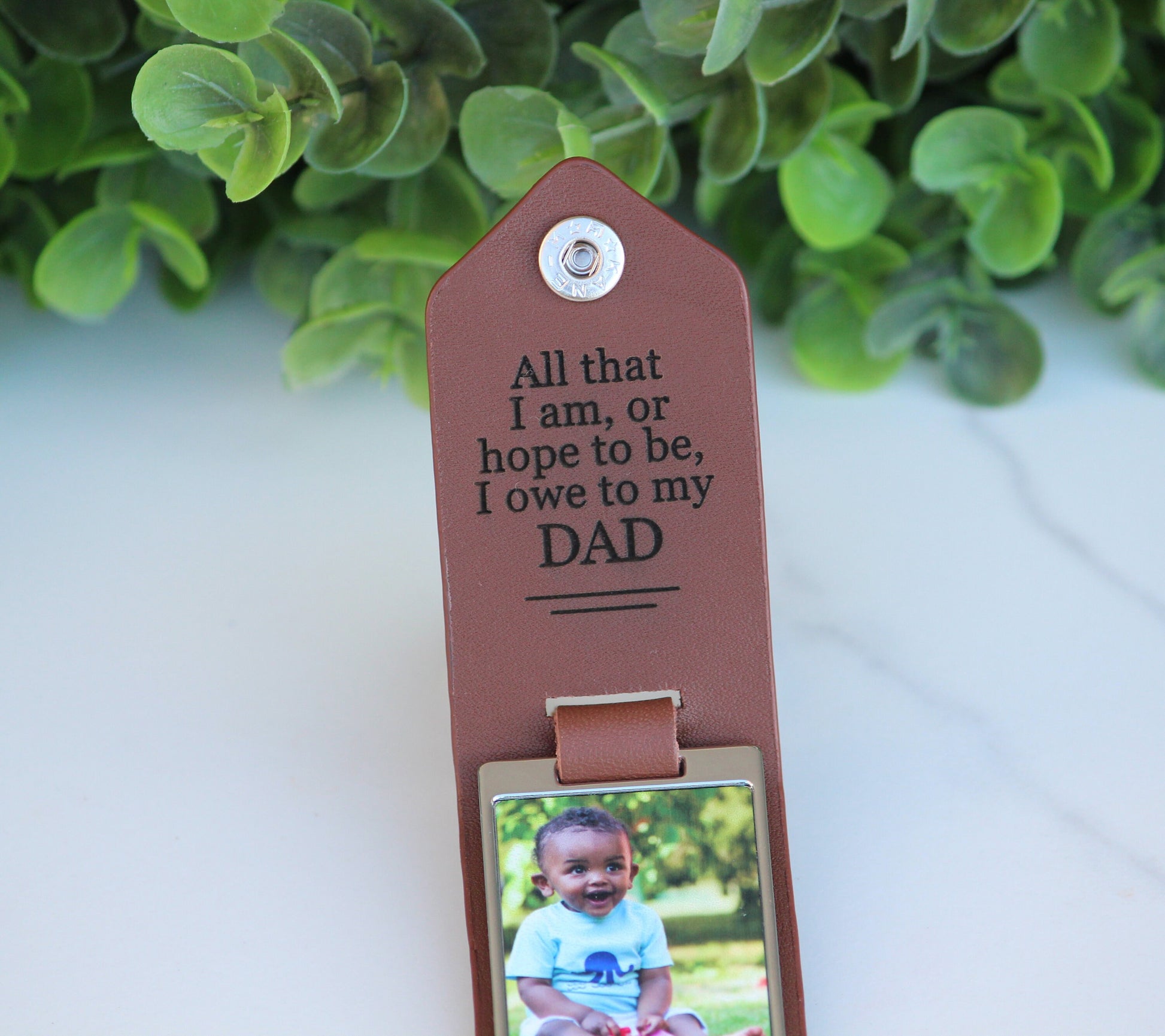 Personalized Leather, Double Sided Photo, Drive Safe, Hidden Personal Message, Birthday, Anniversary, Wedding, Dad, Grandpa Fathers Day Gift