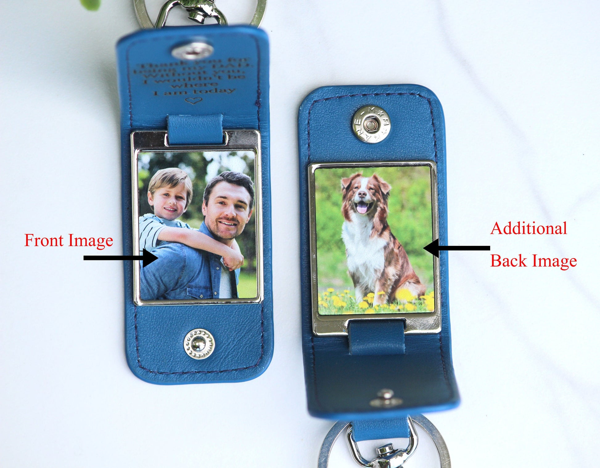 Personalized Leather Photo Keychain, Drive Safe, First Time Dad Mom Gift - Birthday, Anniversary, Memorial, Grandpa, Christmas Gift Gift