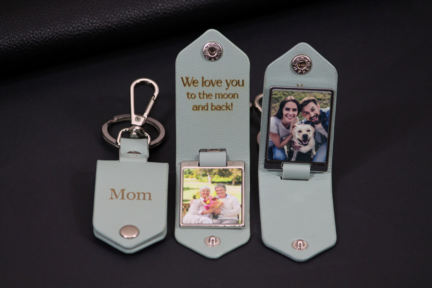 Father's Day, Custom Leather Keychain, Customizable keychain, Personalized Photo, Drive Safe Keychain, First Time Dad Mom Gift