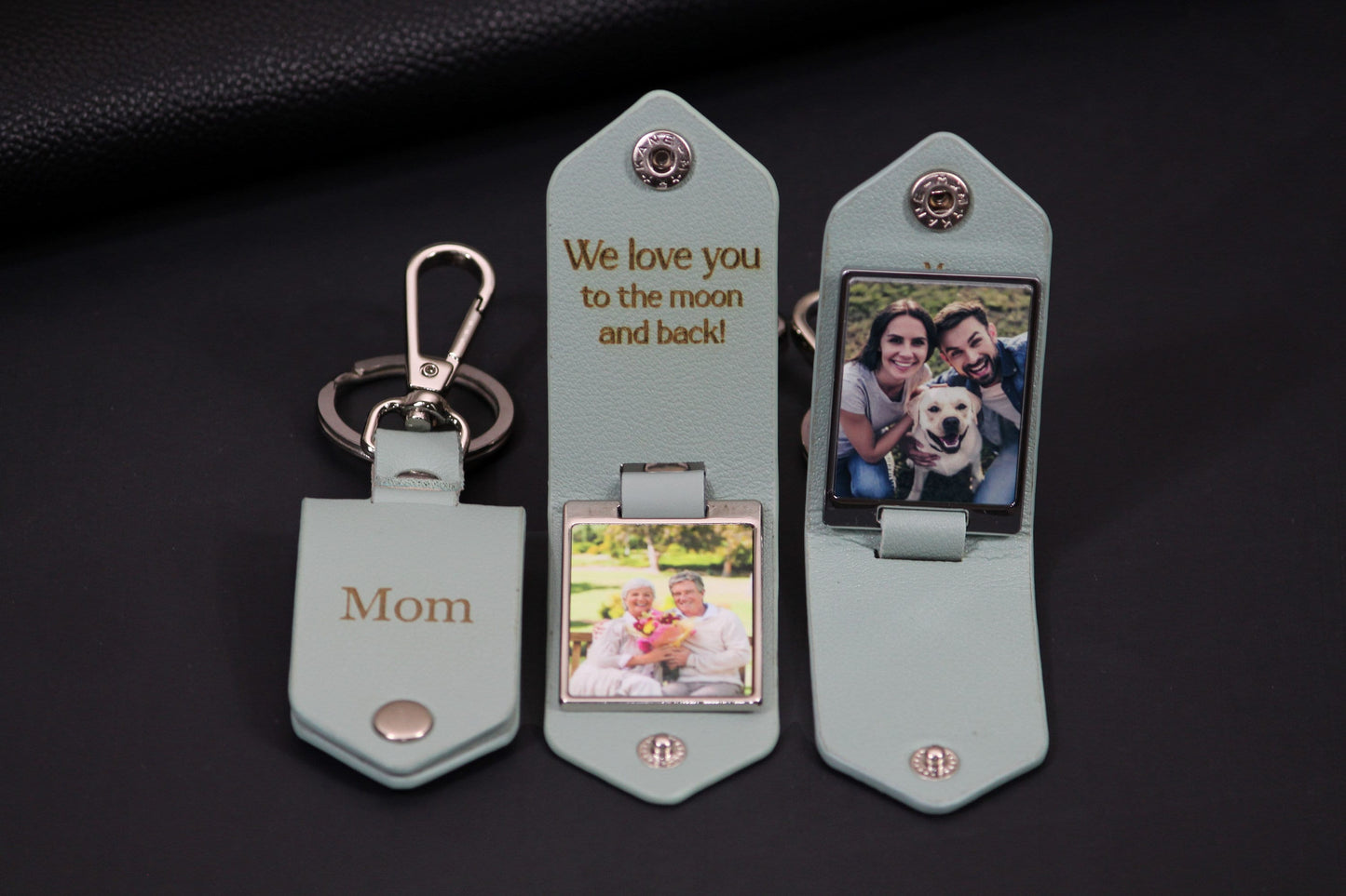 Personalized Leather Photo Keychain, Drive Safe, First Time Dad Mom Gift - Unique Father's Day Gift, Birthday, 3rd Anniversary, Wedding Gift