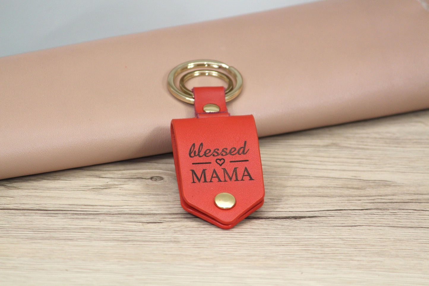 Personalized Leather Photo Keychain, Drive Safe - Birthday, Anniversary, Father's Day, Mother's Day Gifts - Gold Hardware