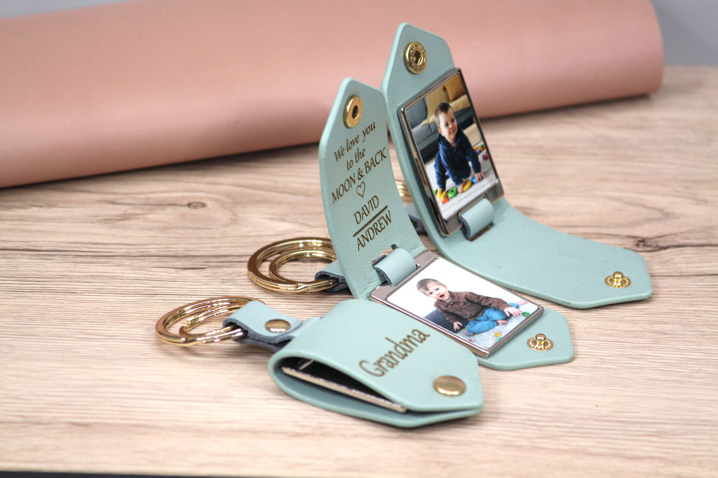 Personalized Leather Photo Keychain, Drive Safe, First Time Mom Dad - Birthday, Anniversary, Father's Day, Father's Day Gifts