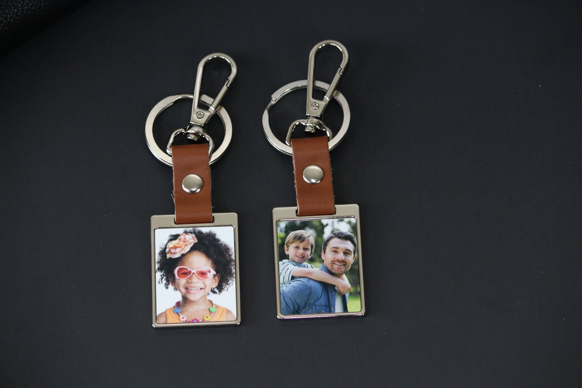 Father's Day Gifts, Personalized Leather Multi Photo Keychain, Drive Safe, First Time Dad Mom Gift - Birthday, Anniversary Calendar Date