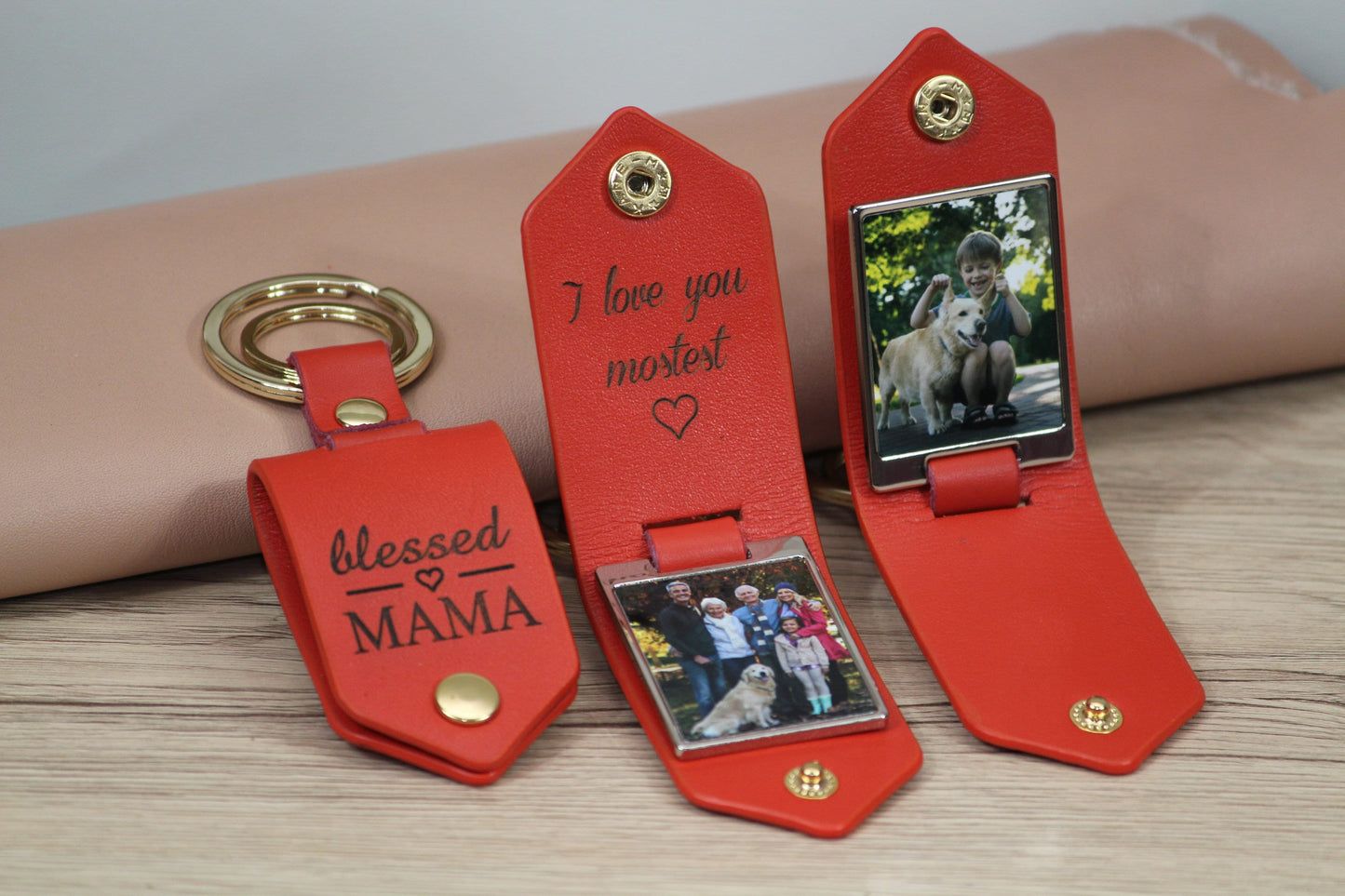Personalized Leather Photo Keychain, Drive Safe, First Time Mom Dad - Birthday, Anniversary, Father's Day, Father's Day Gifts