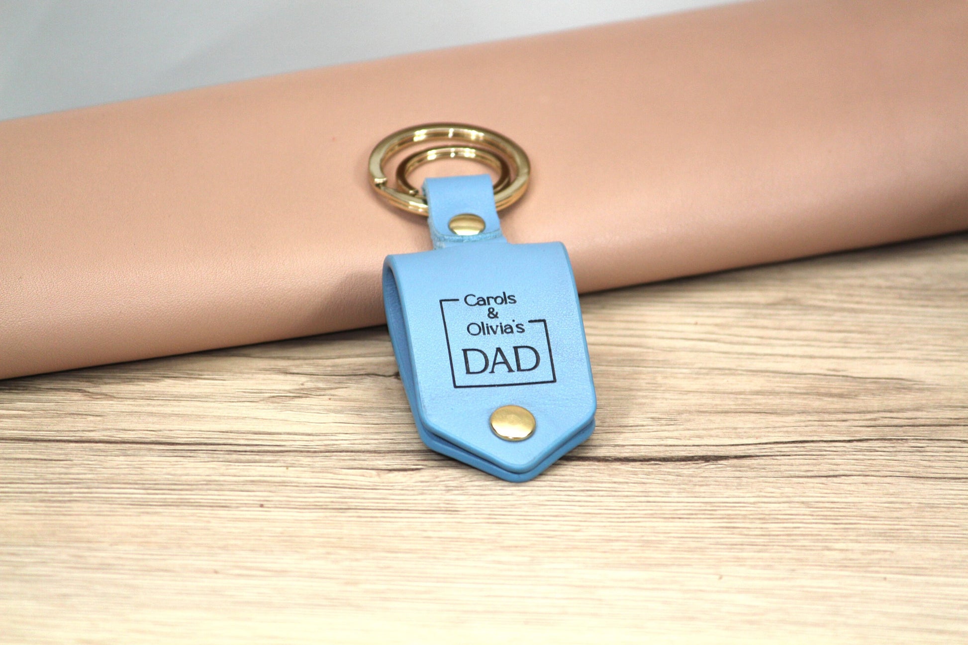 Personalized Leather Photo Keychain, Drive Safe, First Time Mom Dad, Grandpa Gifts - Birthday, Anniversary, Father's Day Gift -Gold Hardware
