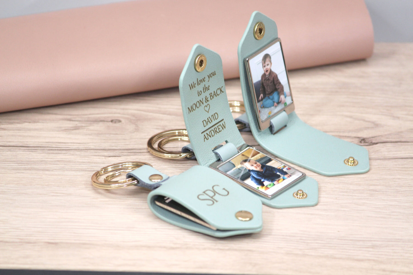 Personalized Leather Photo Keychain, Drive Safe, First Time Mom Dad, Grandpa Gifts - Birthday, Anniversary, Valentines Day Gifts