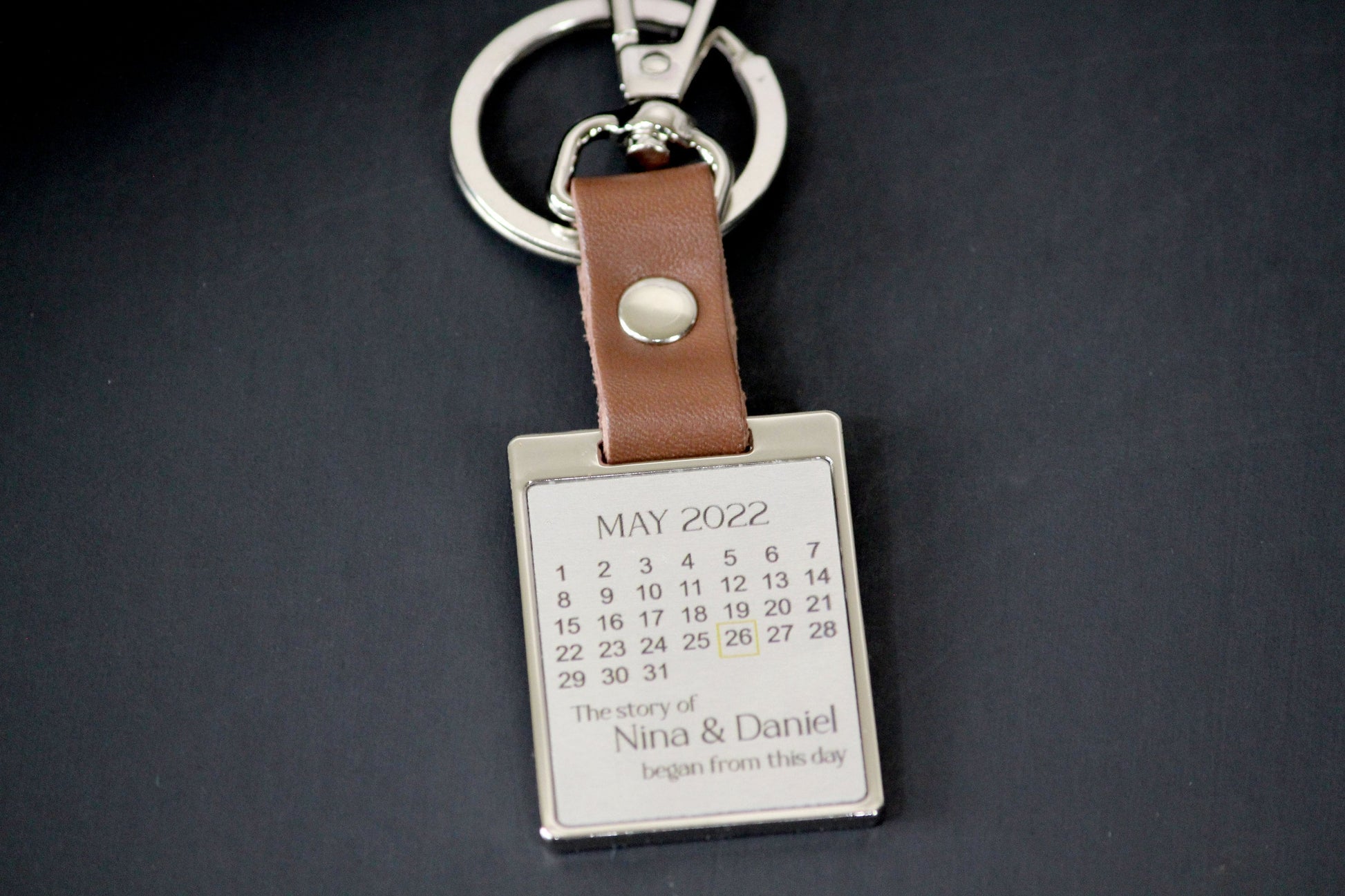 First Time Dad Gift, Drive Safe, Mom Gift, Metal Keychain - Birthday, Anniversary Calendar Date, Father's Day Gifts